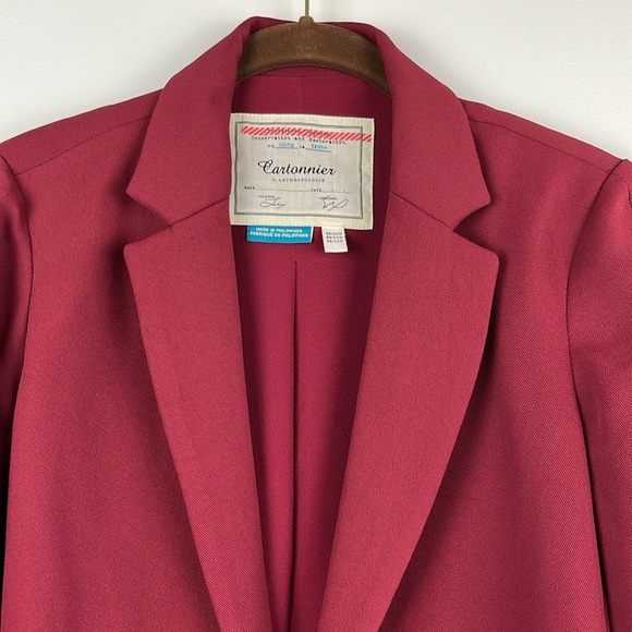 Cartonnier by Anthropologie women’s Tied-Sleeve Blazer in wine. Size 2P - Picture 11 of 13